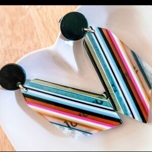 Modern Striped Geometric Acrylic Earrings